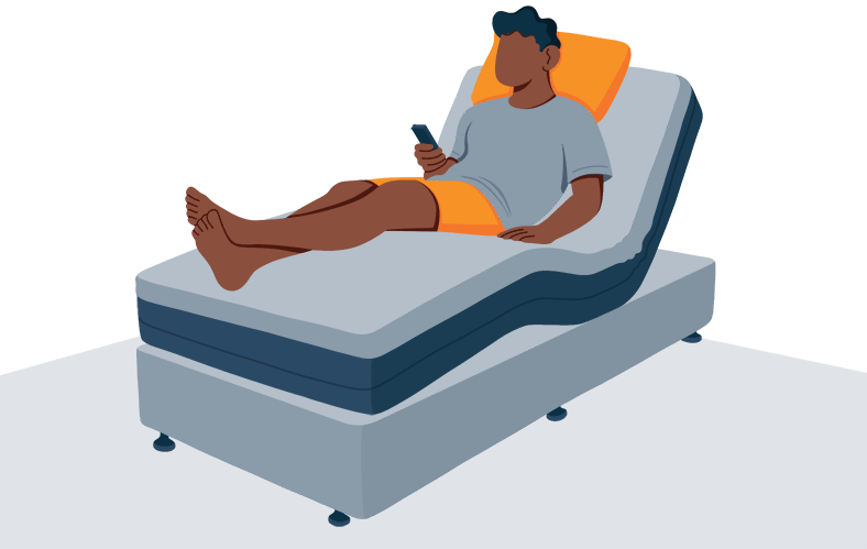 Illustration of a Man Adjusting his Adjustable Bed