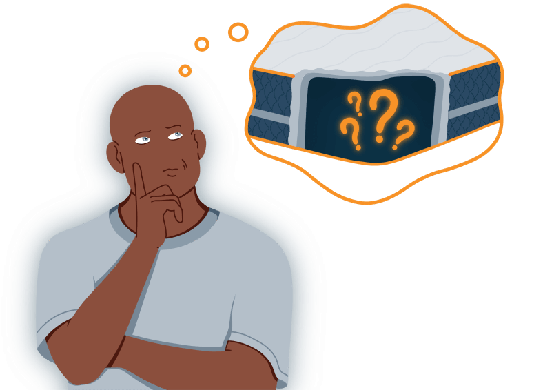 Illustration of a Man Thinking What is in His Mattress