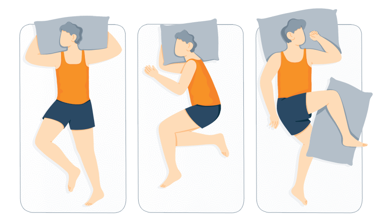Illustration Showing Man Sleeping in a Different Positions During the Night Illustration Showing Man Sleeping in a Different Positions During the Night