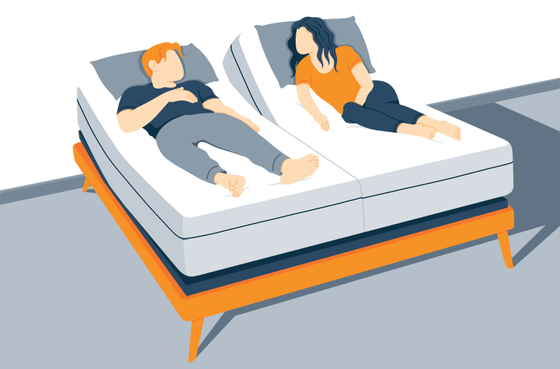 Illustration of a Couple Resting on a Split Adjustable Bed