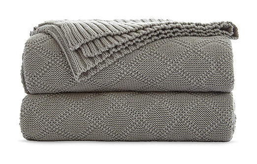 Product image of Cable Knit Cotton Light Grey Throw Blanket