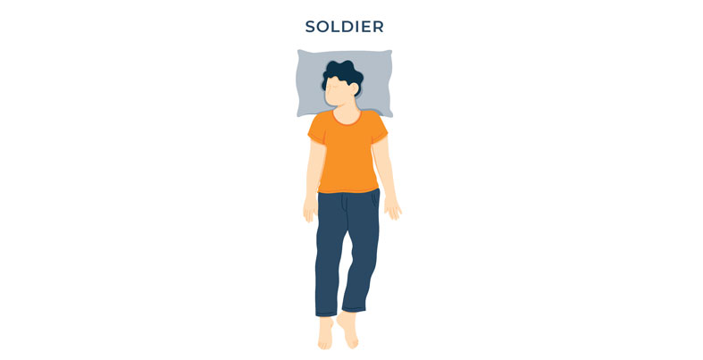 person sleeping in a solider sleeping position
