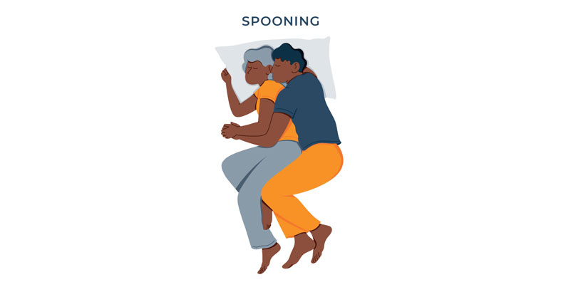 the couple is sleeping in a spooning sleeping position
