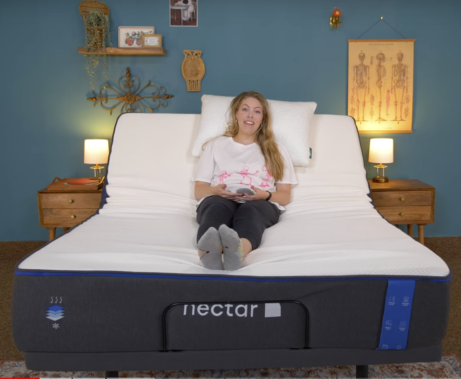 Julia Forbes of Sleep Advisor testing the Nectar Adjustable Base