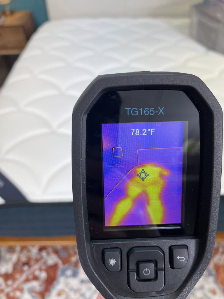 Dreamcloud temperature gun results while mattress testing