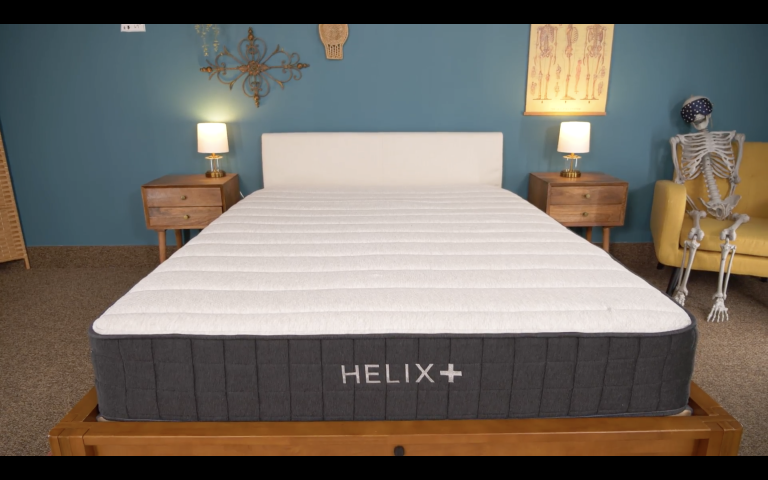 Helix plus mattress in studio while mattress testing