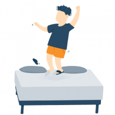 illustration of a child jumping on bed
